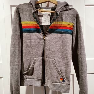 Aviator Nation Five Stripe Hoodie Heather Grey